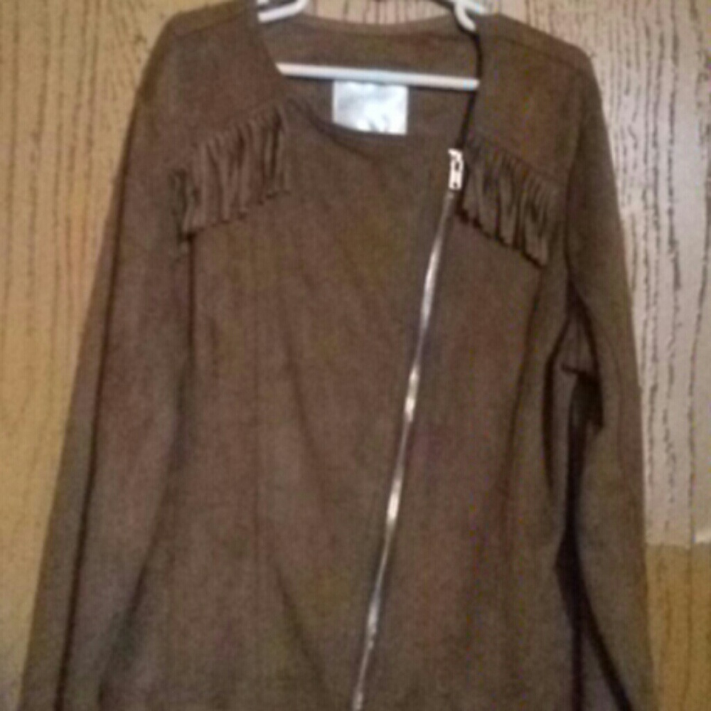 LIKE NEW! JUSTICE DARK BROWN FRINGE JACKET